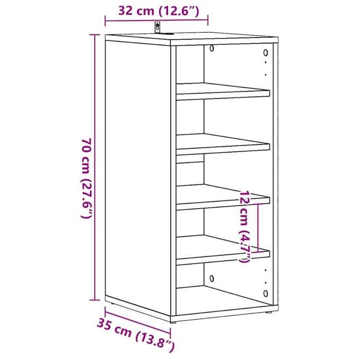 VidaXL Armoire à chaussures chêne artisanal bois d'ingénierie, armoire de rangement de chaussures, support à chaussures, 856712
