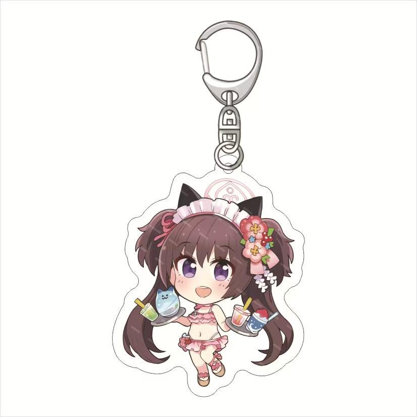 Blue Archive Hyakki Yako Keychain: Kasuga Tsubaki, Waraku Chisato, Kutada Itsuki Acrylic Pendant
