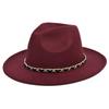 Chain woolen british retro jazz hat large brimmed hat woolen ancient large brimmed hat black hat