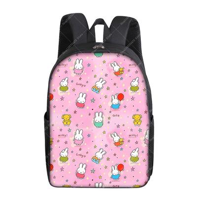 Cartoon Rabbit Miffys Cute Schoolbag School Supplies Anime Printed Backpack Accessories Large Capacity Book Bag Birthday Gifts