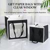 Square Clear Window Gift Bag with Handle Sturdy Paper Carry Bag for Flower Plush Toy Cake and Party Gift Packaging Bag