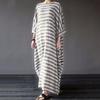 Breathable Cotton Linen Striped Dress for Women Baggy Ankle Length Daily Clothing Charming Dressing Up