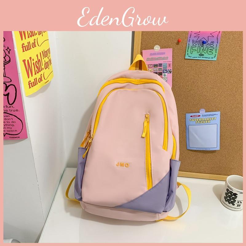 Color Blocked Simple Letter Decor Student Casual Backpack For Use School