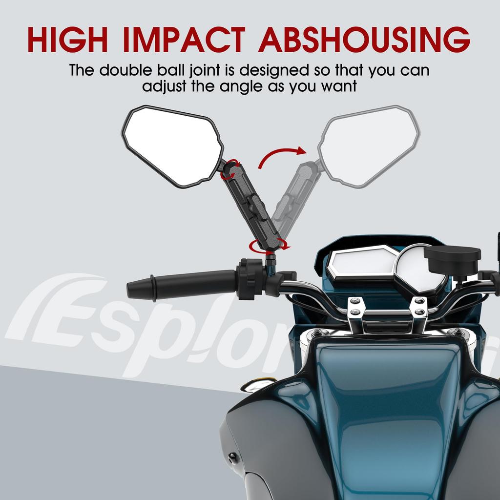 Esploratori Motorcycle Upgraded Esploratori motorcycle explorer rearview mirrors with a handlebar mounting frame and compatible with city and dirt