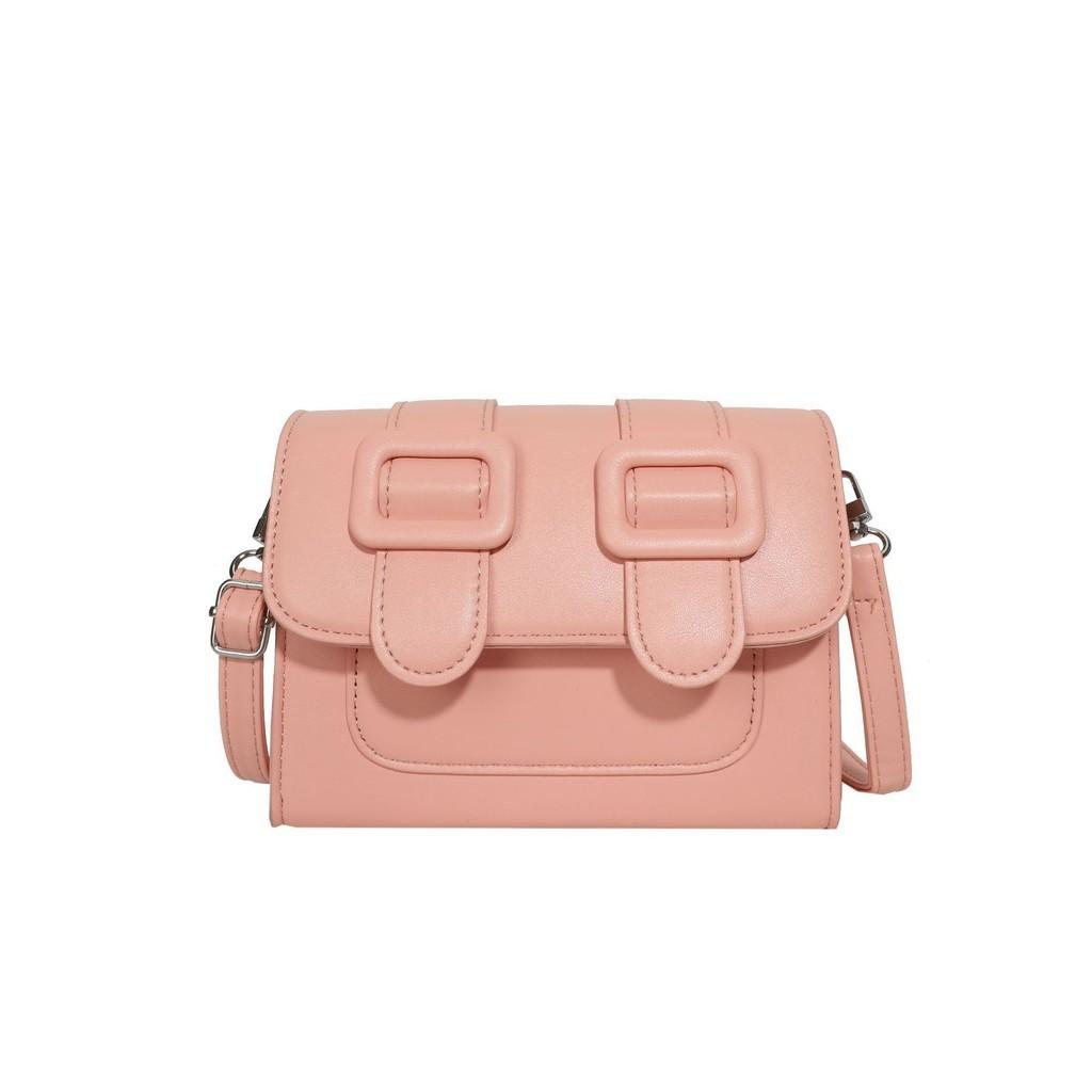 High-end Texture Fashionable Single-shoulder Crossbody Small Square Bag Yellow Pink