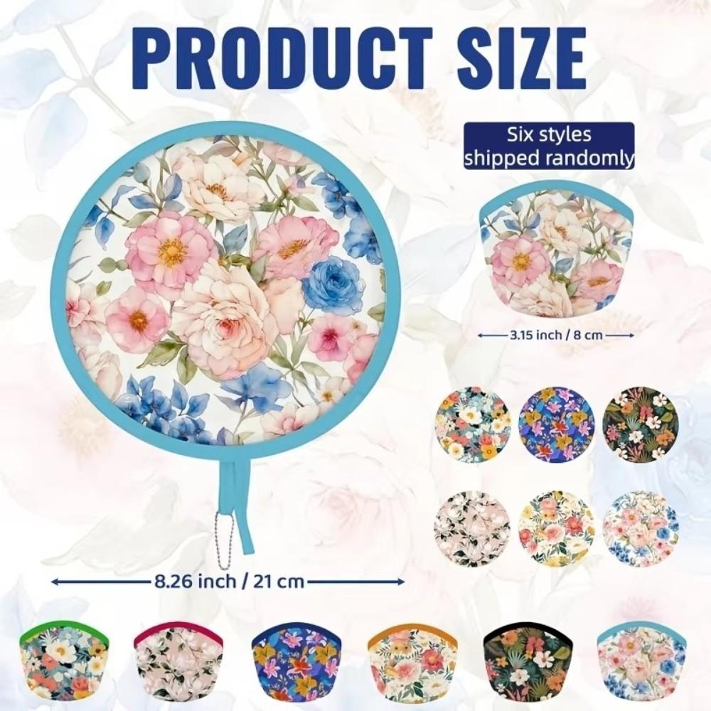 Polyester Handheld Folding Fan Summer Mini Folding Fan Portable Round Foldable Fan  Men Women