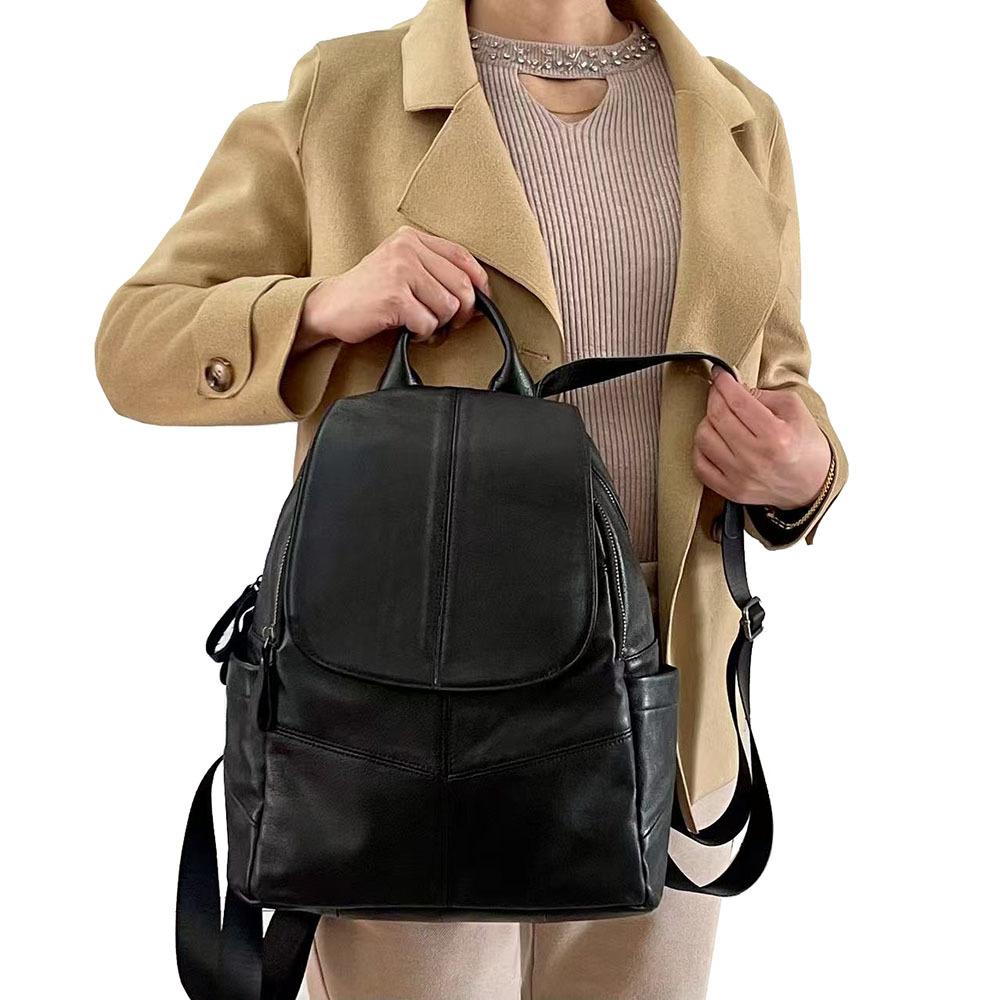 Leather Women'S Bag Backpack Women'S Premium Sense Large Capacity Versatile Backpack College Wind Backpack