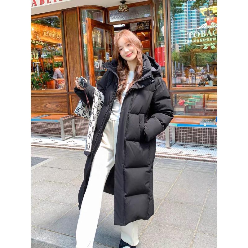 

Женское длинное свободное утолщенное зимнее пальто выше колена, теплая верхняя одежда, модный большой размер M чёрный