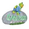 Welcome Frog Statue Luminous Garden Decor Resin Craftwork Patio Yard Lawn Animal Ornament for