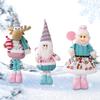 Einziehbare Weihnachts-Puppe mit einziehbaren Beinen Rosa Weihnachtsmann Schneemann Elch Stehpuppe für Heimdekoration und festliches Fenster