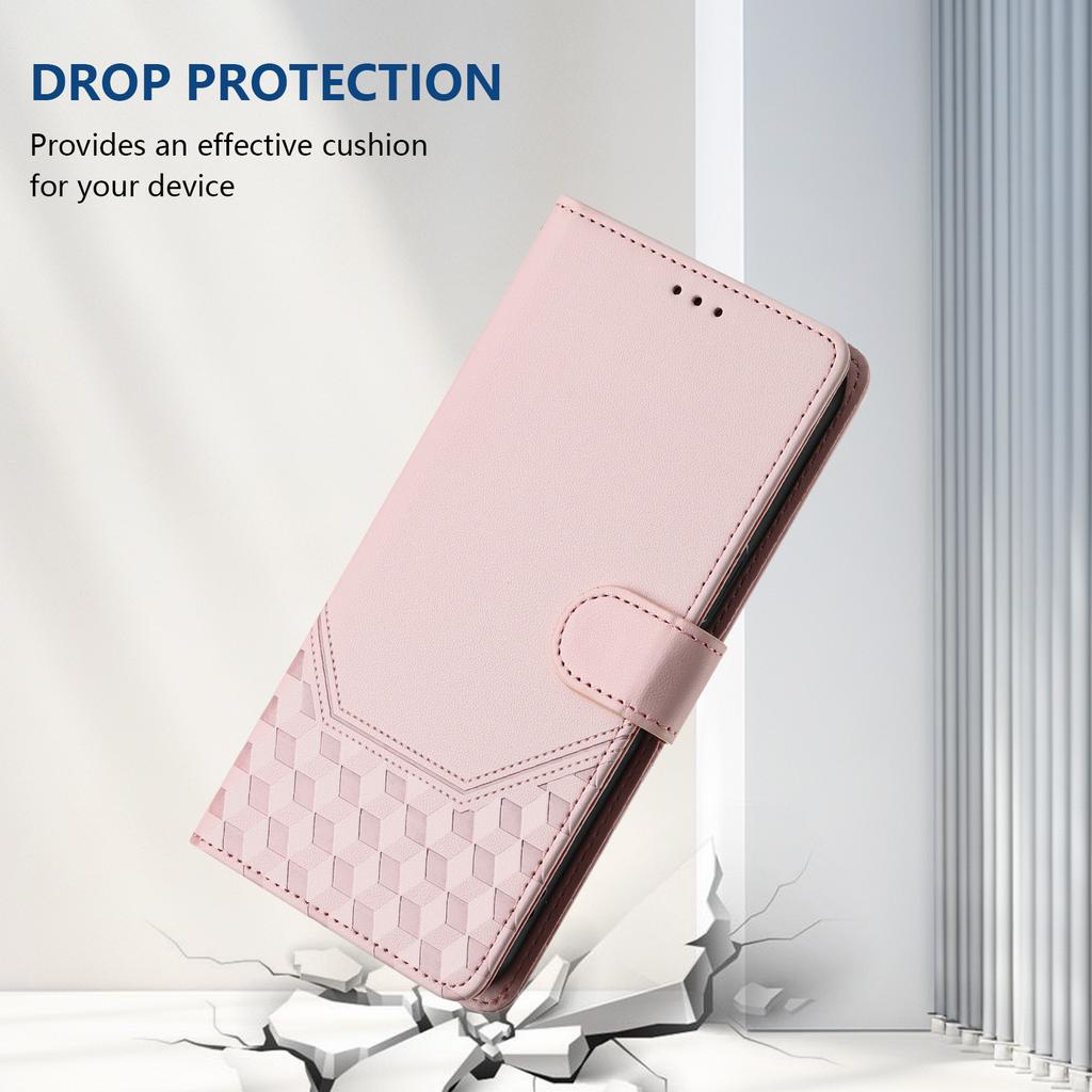 For Samsung Galaxy A16 5G/A16 4G Case Imprinted Honeycomb RFID Blocking Leather Phone Cover with Strap