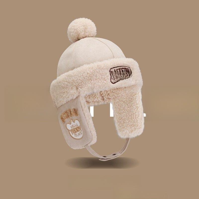 

Childrens Winter Riding Hat With Fluffy Fleece For Boys And Girls Ages 2 To 10 слоновая кость