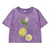 Lemon Branches Simple Printing Female Washed Short T-Shirt Summer Cool T Shirts Distress Clothes Breathable Soft Tops