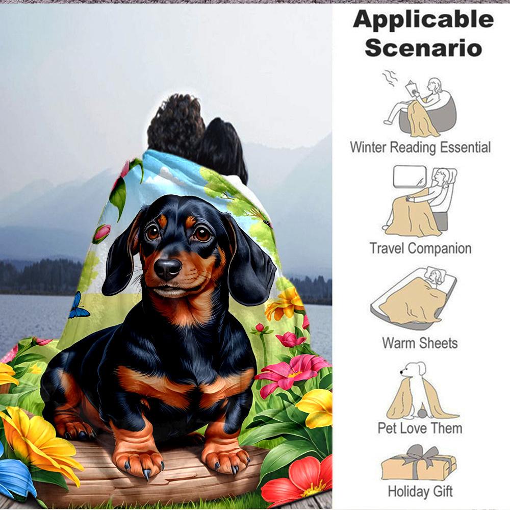 1PC Dachshund Blanket, Throw For Sofa, Bed, Travel, Camping, Livingroom, And Bed, Printing Blanket With Soft And Warm Fabric yy250918131