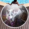 Cute Pet Dog Border Collie Round Beach Towel,Sand Free Beach Blanket Picnic Mat for Bathroom Pool Surf Travel Outdoor Meditation