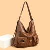 Backpack Women'S Soft Leather Shoulder Bag Large Capacity Tote Bag Simple Middle-Aged Women'S Bag