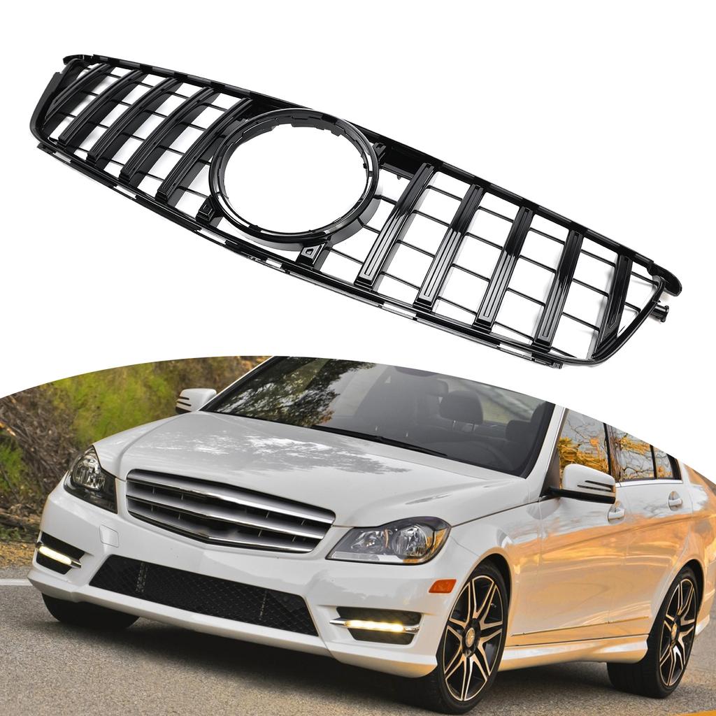 GT Style Front Bumper Grille Grill Fit Benz C-Class W204 C300 C350 2008-2014