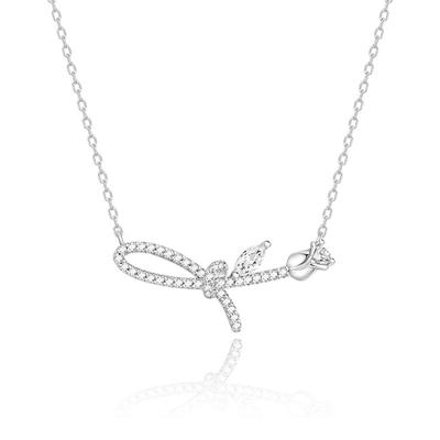 Bow Necklace Women's Light Luxury Niche Design Rose Clavicle Chain Stainless Steel