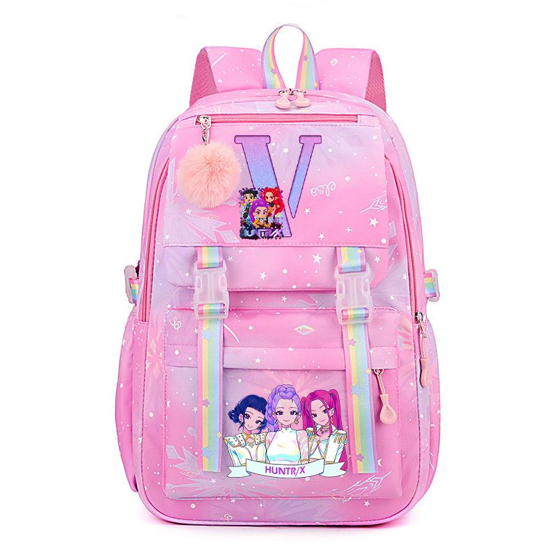 Anime Cartoon Letter Print Small Fresh Rainbow Backpack Korean Version Trend Student Large Capacity Schoolbag