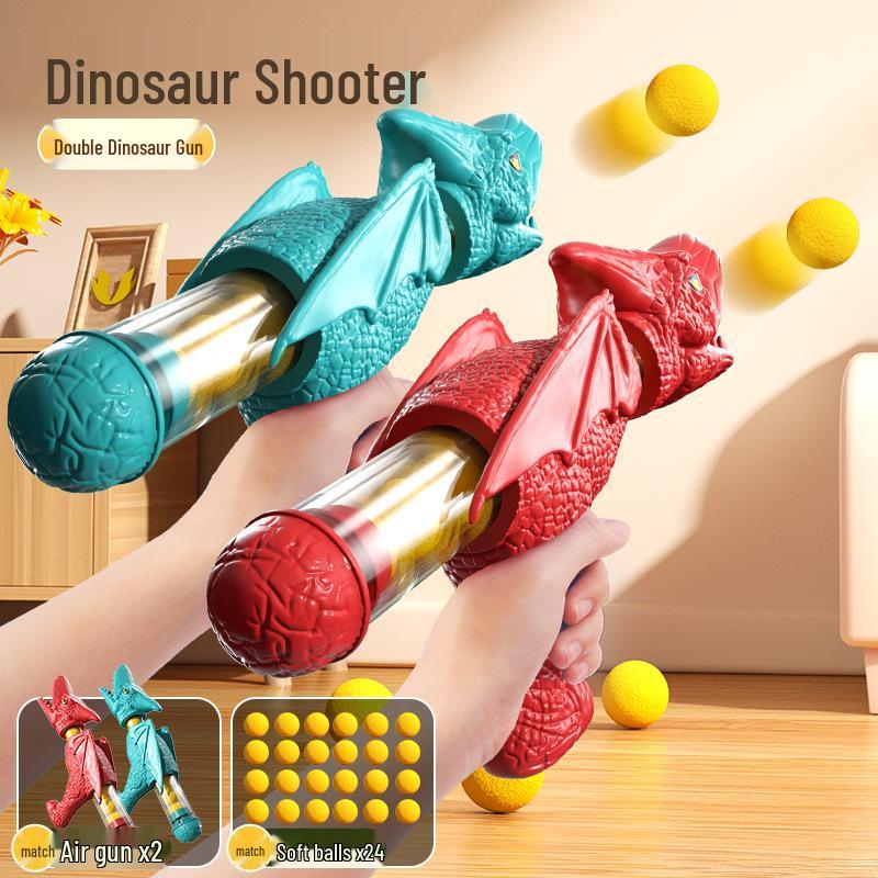 Children's Dino Soft Bullet Toy Gun with Lights & Spray for Interactive Battle Games