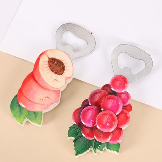 Simuliertes Obst Fisch Flaschenöffner Kühlschrankmagnet Heim Büro Küche Kühlschrank Magnetisch 3D Traube Litschi Orange Pfirsich Durian Dekoration