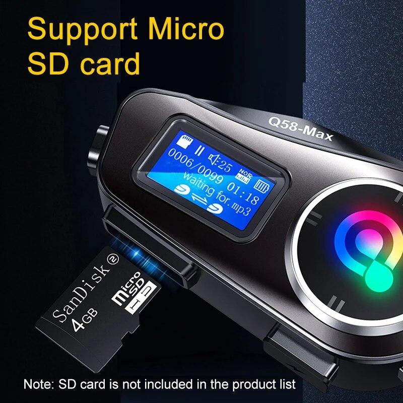 1/2pcs Q58-Max Motorcycle Helmet Intercom Bluetooth Headset LCD Display 2 Riders Music Share with Flashlight 500M Interphone