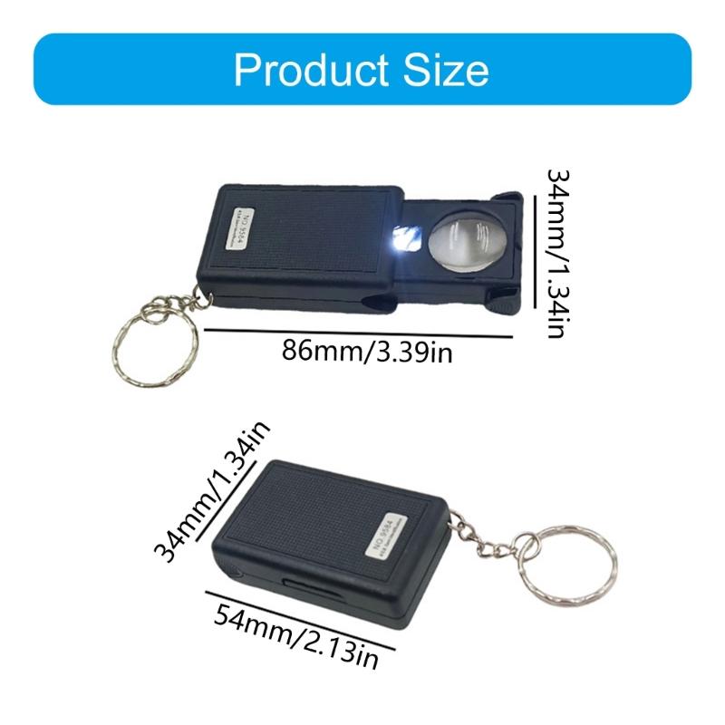 Keychain Magnifier With Bright LED Illuminating 45X Magnifying Glass Ideal For Professional Use On Small Objects