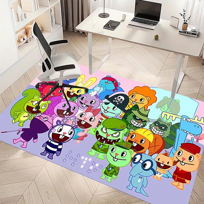 1pc Happy Tree Friends4 Print Area Rug - Soft, Washable Non-Slip Indoor Mat, Living Room, Home Office Decorative Rug,Office Decorative
