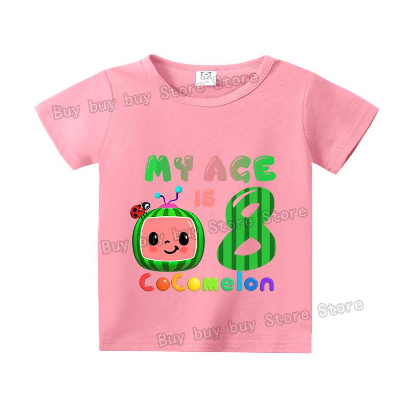 Cocomelons Kids Short Sleeve T-shirt Number 1-9 Cartoon Birthday Children Clothing Summer Sportswear Tshirt Boys Colorful Tee