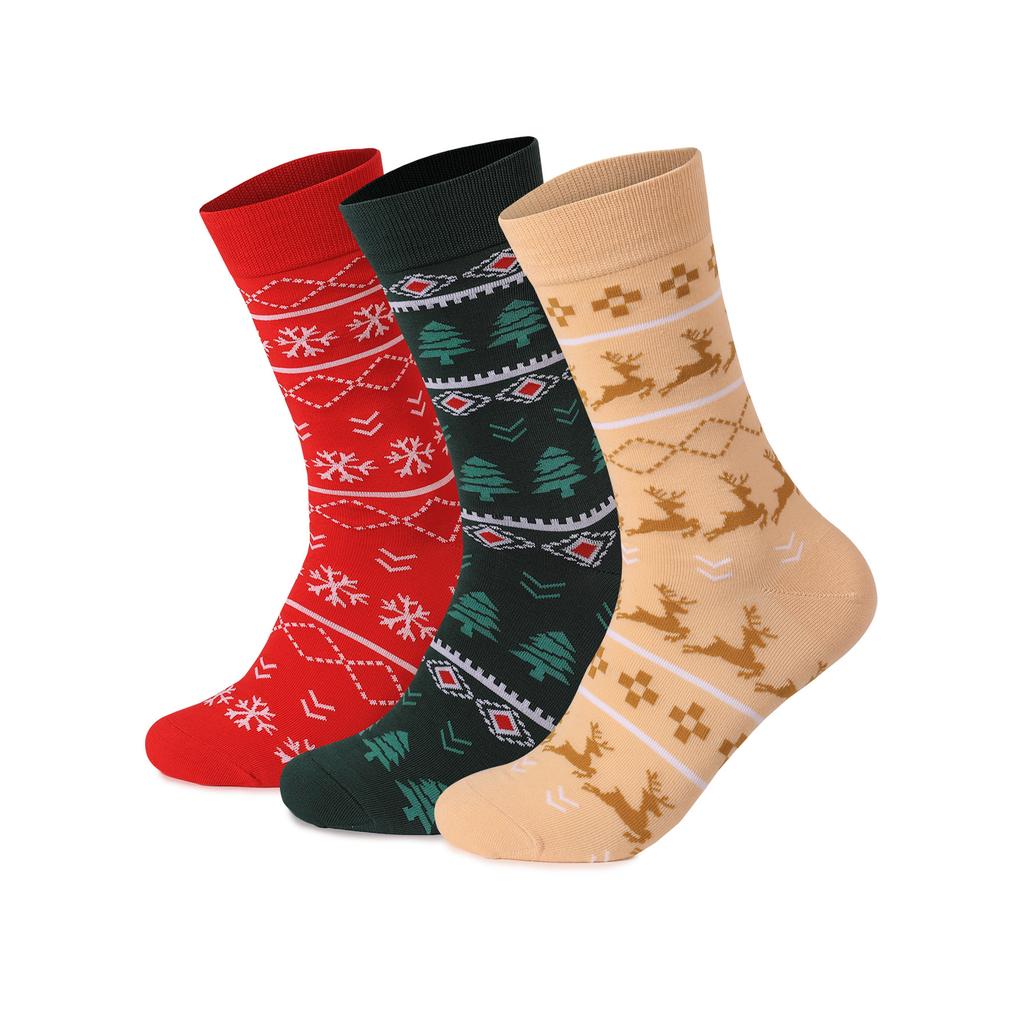 Adult Christmas Christmas Tree Snowflake Wave Pattern Ethnic Style Warm Absorbent Odor-Resistant Mid-Calf Socks