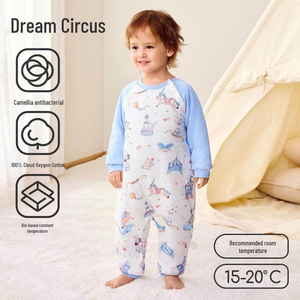 Camellia Constant Temperature Baby Sleeping Bag - Autumn & Winter Quilted Anti-Kick Blanket with Legs for Children