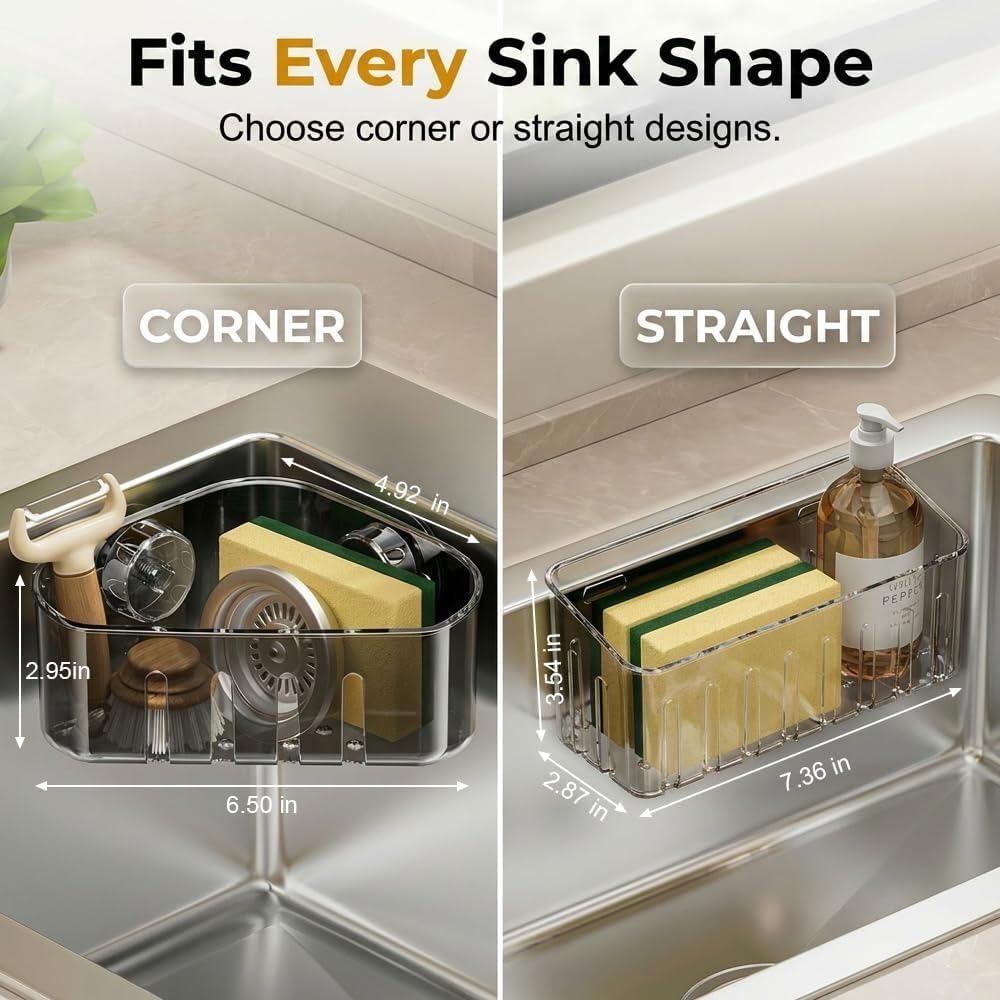 Kitchen sink sponge rack – 2026 new suction cup sink corner rack, cubic storage organizer.