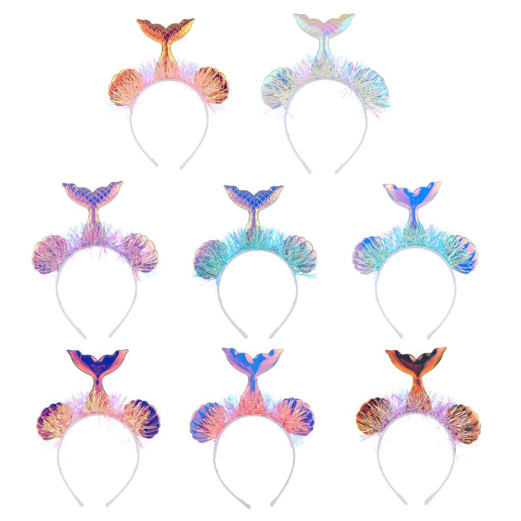 Adult Teen Tinsel Mermaid Headband Festival Fish Scale Hair Hoop for Christmas Party Performances Mardi Gras Headpiece