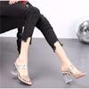 Fashion slippers 2025 new women's sandals thick heel waterproof table high heels rivets transparent heel versatile women's shoes
