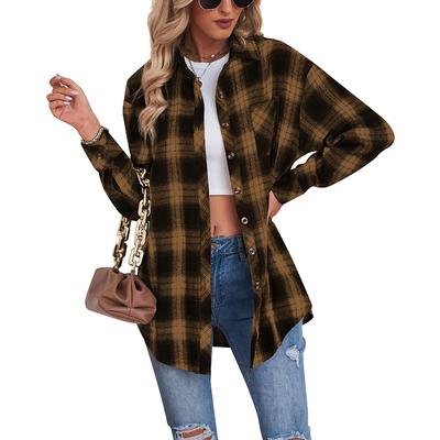 Spring and Autumn Casual Boyfriend Style Loose Plaid Shirts