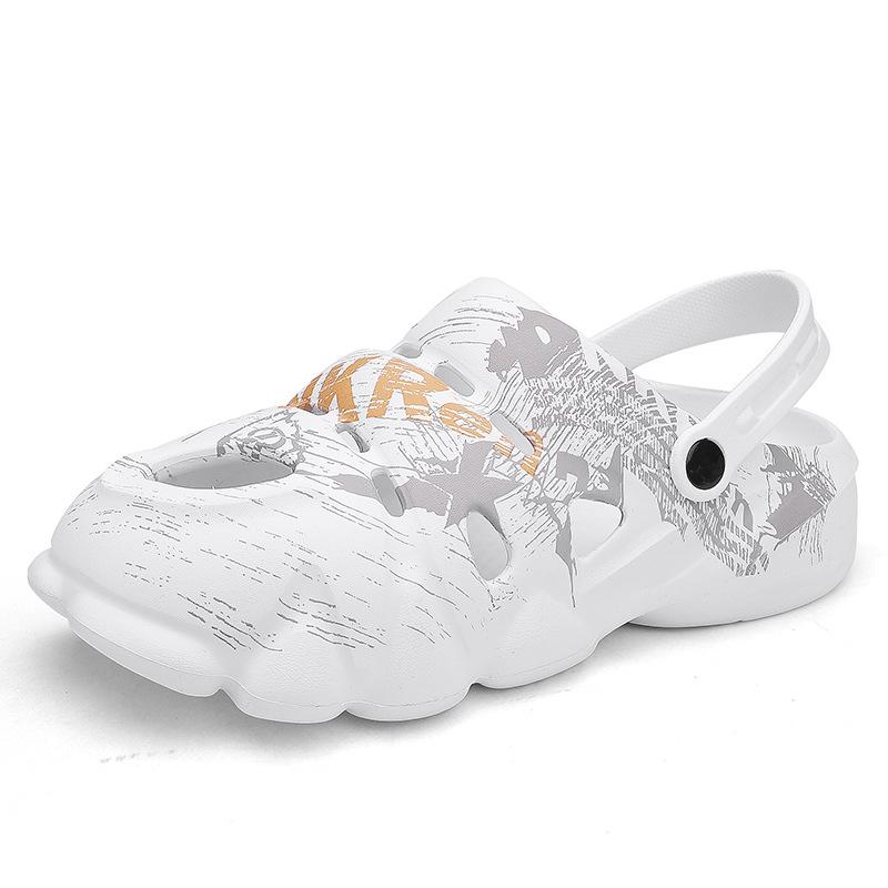 Casual Men'S Hollow Hole Shoes Soft Sole Light Breathable Thick Sole Non-Slip Camouflage Beach Sandals Men