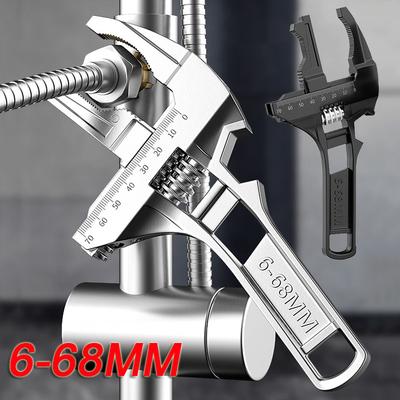 Multifunktionaler Waschbecken-Badschlüssel, Toilettenarmaturen-Reparaturschlüssel, 6–68 mm, große Öffnung, verstellbar