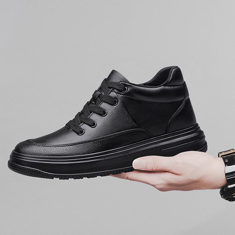 New Men Boots Genuine Leather Elevator Shoes Invisible Height Increase Shoes 4/6/8CM Men Casual Shoes Walking Work Shoes 37-44