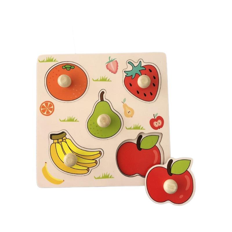 

Montessori Wooden Puzzle Toy for Toddlers, Fruit Shape Peg Board Sensory Toy - Baby Early Learning Fine Motor Skill Gift