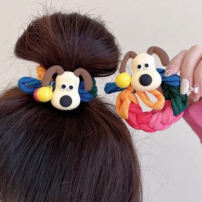 Korean Cute Dog Elastic Hair Bands Kawaii Cartoon Rainbow Hair Rope Ties Hairbands Headwear Girls Kids Hair Accessories