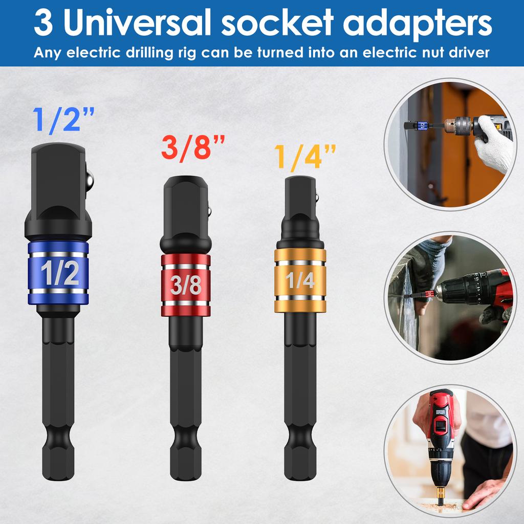 21/42Pcs 1/4 Inch Hex Shank Screwdriver Bit Holder Zinc Alloy Bit Rod Key Chain Adapter Drill Bit Quick Replacement Portable Han