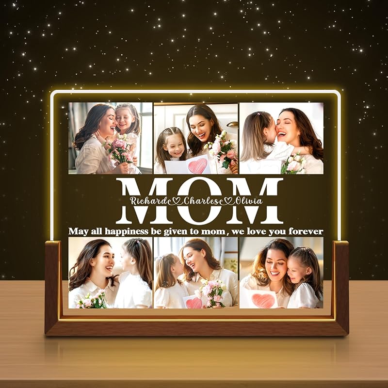 

Забавные подарки на День матери своими руками для мамы и бабушки, персонализированный акриловый светодиодный ночник, индивидуальный цветок с месяцем рождения и именами, Рождество Style 08