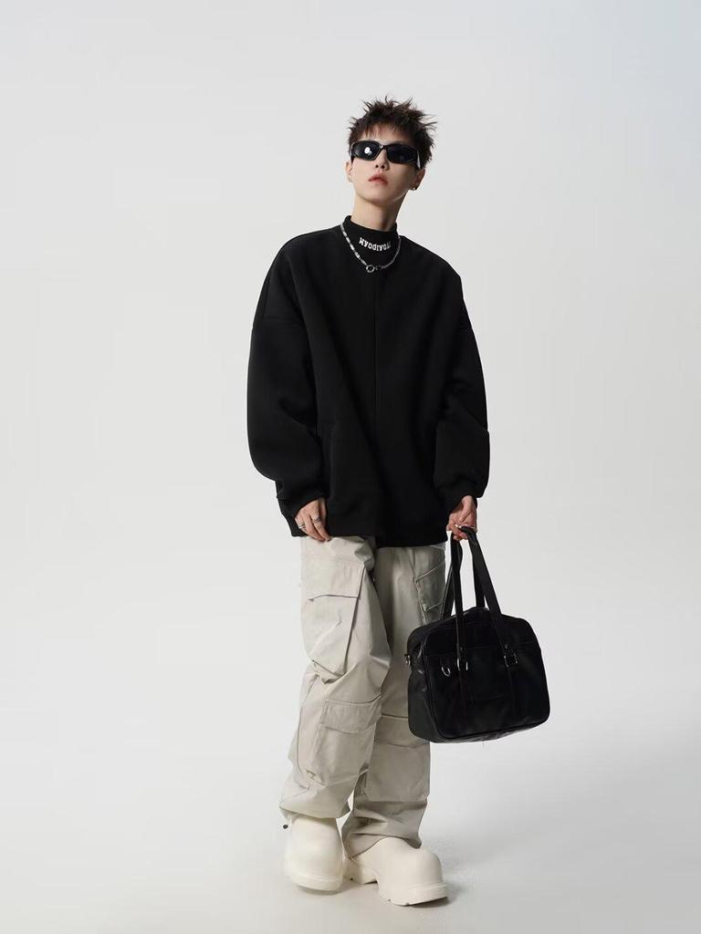 Men's Autumn Trendy Half-High Collar Hoodie Jacket - High Street Versatile Zipper Sportswear for Couples
