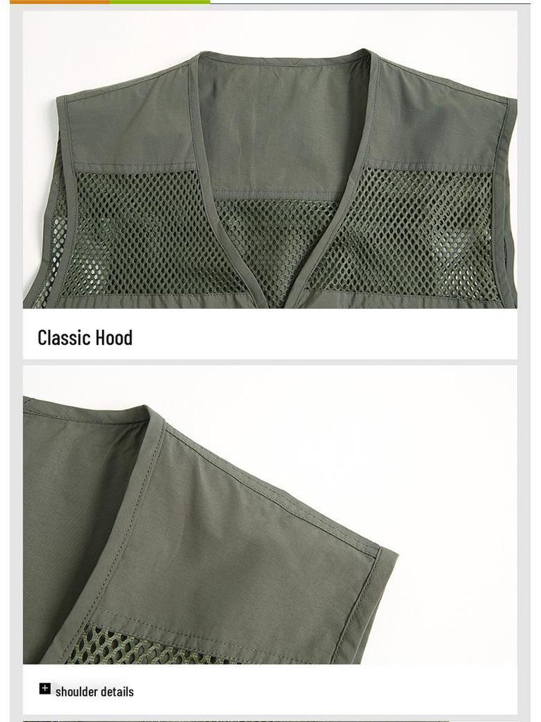 Men's Breathable Summer Mesh Vest with Multiple Pockets for Photography and Fishing