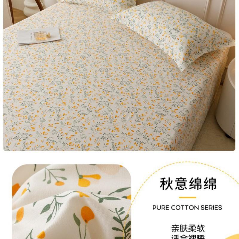 100% Cotton Single Bed Sheet Set Lightweight Breathable Student Dorm Bedding With Pillowcase Stripe