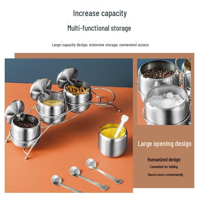 Chuisanhai 304 Stainless Steel Rotating Spice Jar Set (3-Piece)