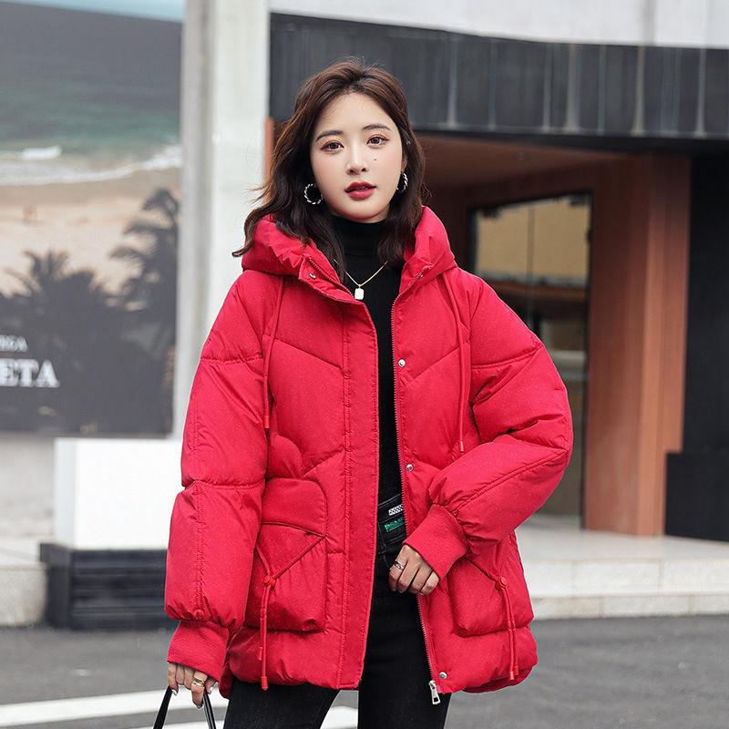 Winter Down Cotton Jacket Warm Casual Korean Style Loose Basic Women Hooded Parka Fashion Oversize Coat