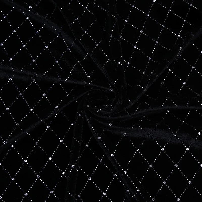 Velvet Gold Hot Stamping Fabric Silver Starry Stripes Star Bronzing Fabric for DIY Dress High-End Bride Dresses Sewing Cloth