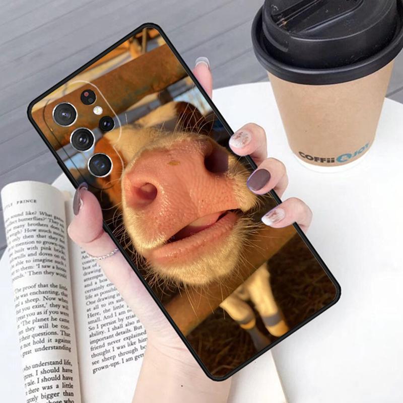 Funny Cow Face phone case Cover For Samsung Galaxy S24 S25 Ultra S21 S22 Ultra S10E Note 10 Plus Note 20 FE S23