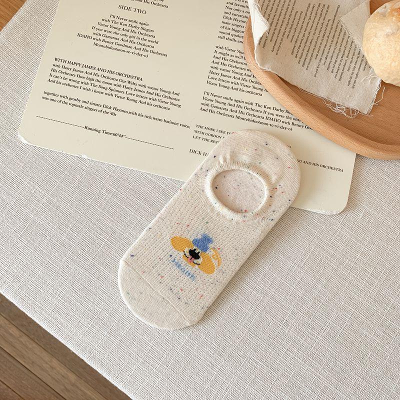 Female Summer Thin Cotton Cute Cartoon Invisible Silicone Non Slip Non Drop Heel Socks
